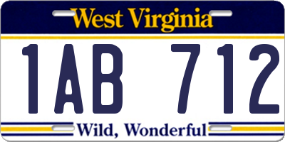 WV license plate 1AB712