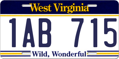 WV license plate 1AB715