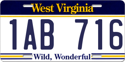 WV license plate 1AB716