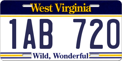 WV license plate 1AB720