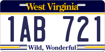 WV license plate 1AB721