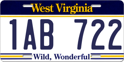 WV license plate 1AB722