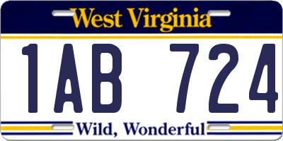 WV license plate 1AB724