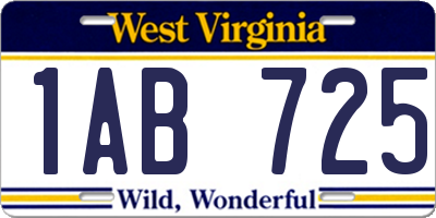 WV license plate 1AB725