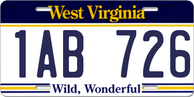 WV license plate 1AB726