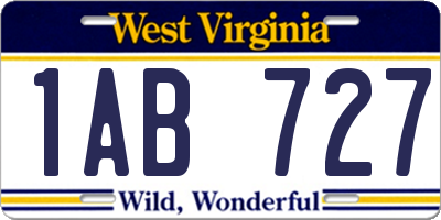 WV license plate 1AB727