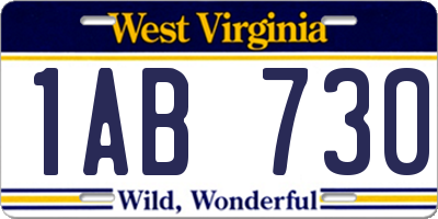 WV license plate 1AB730