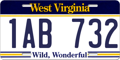 WV license plate 1AB732