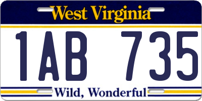 WV license plate 1AB735