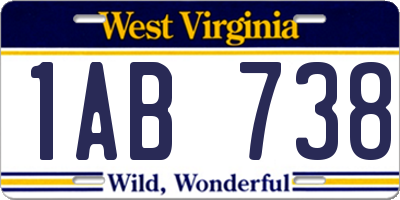 WV license plate 1AB738