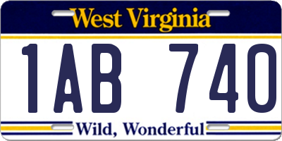 WV license plate 1AB740