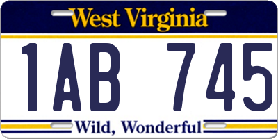 WV license plate 1AB745