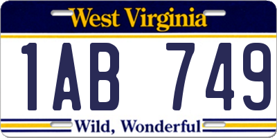 WV license plate 1AB749