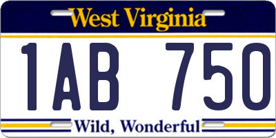 WV license plate 1AB750