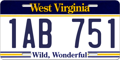 WV license plate 1AB751