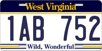 WV license plate 1AB752