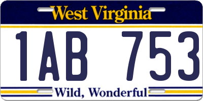 WV license plate 1AB753