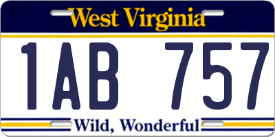 WV license plate 1AB757