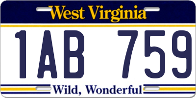 WV license plate 1AB759