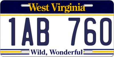 WV license plate 1AB760