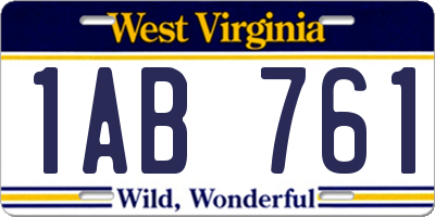 WV license plate 1AB761