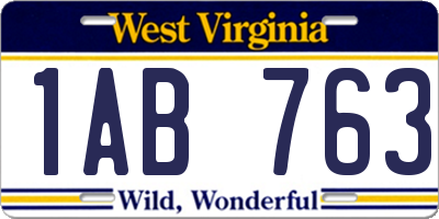 WV license plate 1AB763