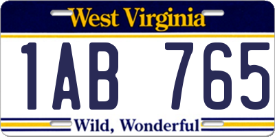 WV license plate 1AB765