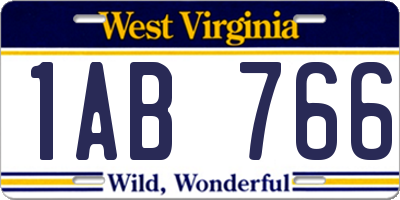 WV license plate 1AB766