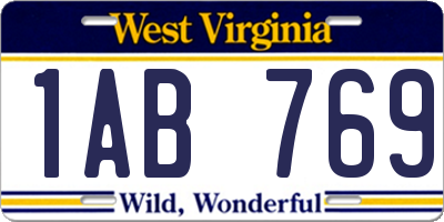 WV license plate 1AB769