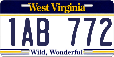 WV license plate 1AB772