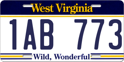 WV license plate 1AB773