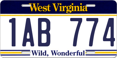 WV license plate 1AB774