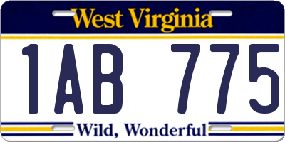 WV license plate 1AB775