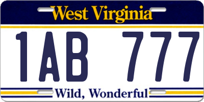 WV license plate 1AB777