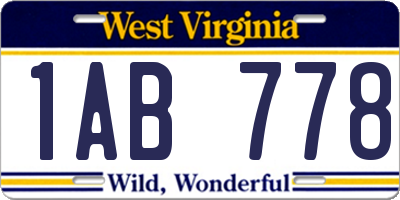 WV license plate 1AB778