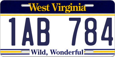 WV license plate 1AB784