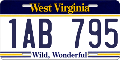 WV license plate 1AB795