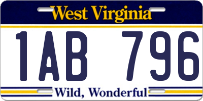 WV license plate 1AB796