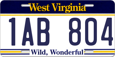 WV license plate 1AB804