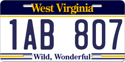 WV license plate 1AB807