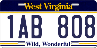 WV license plate 1AB808