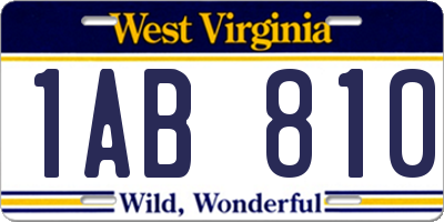 WV license plate 1AB810