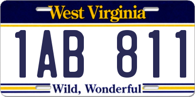 WV license plate 1AB811