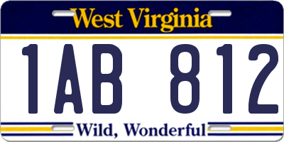 WV license plate 1AB812