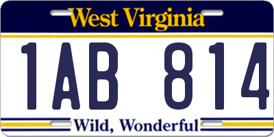 WV license plate 1AB814