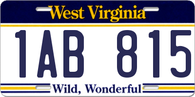 WV license plate 1AB815