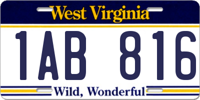 WV license plate 1AB816