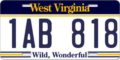 WV license plate 1AB818