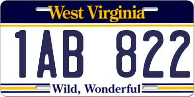 WV license plate 1AB822