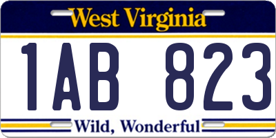 WV license plate 1AB823